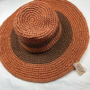 Stylish Orange and Brown Woven Hat